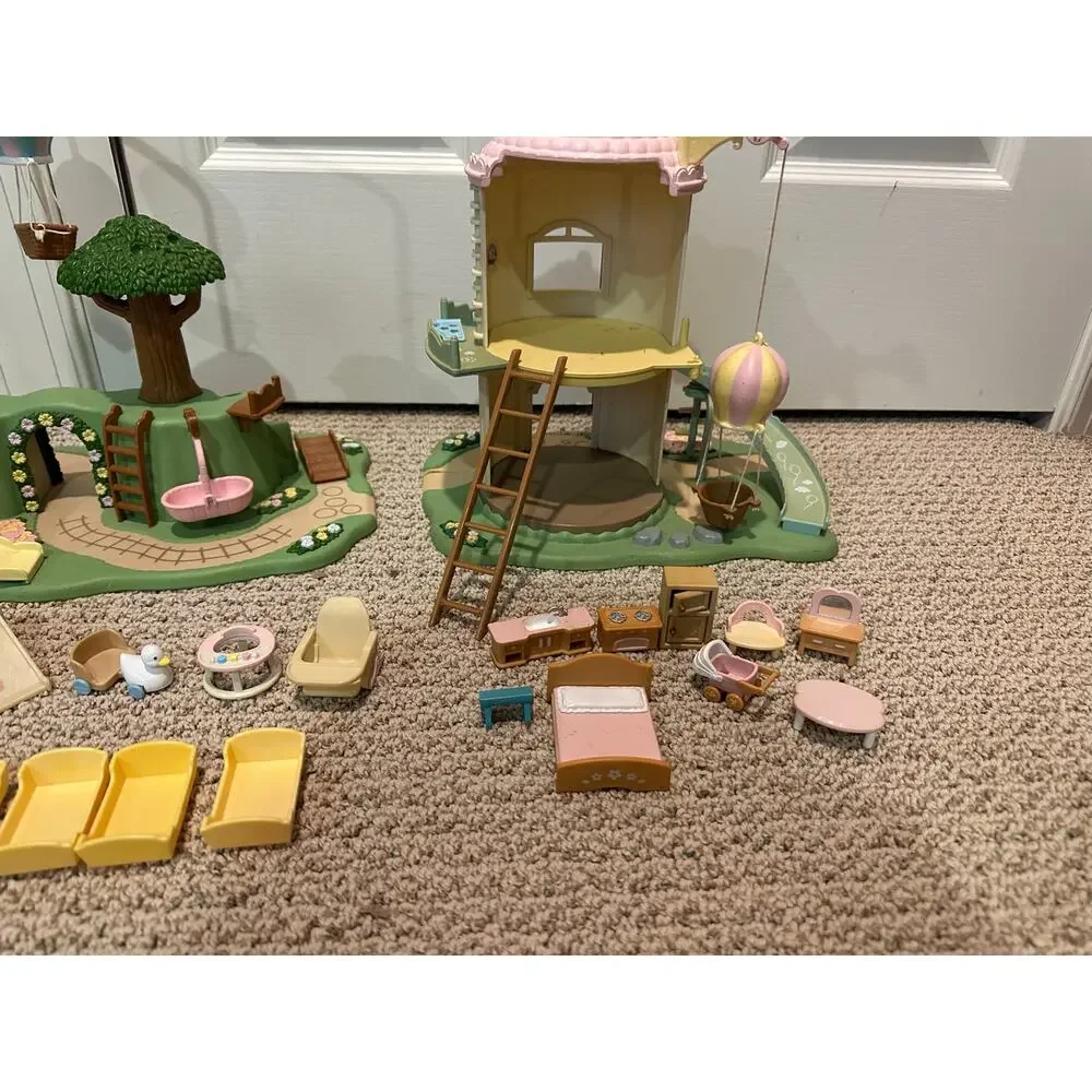 Calico Critters Baby 2 Playsets lot with accessories